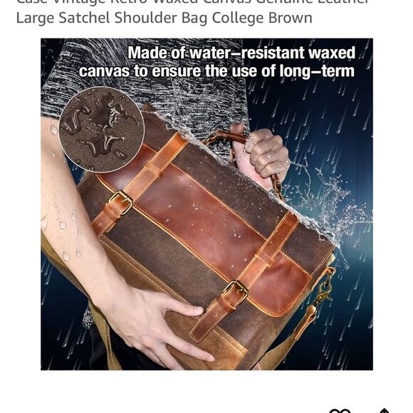 Waxed canvas and leather Laptop/ Messenger Bag - Picture 7 of 9